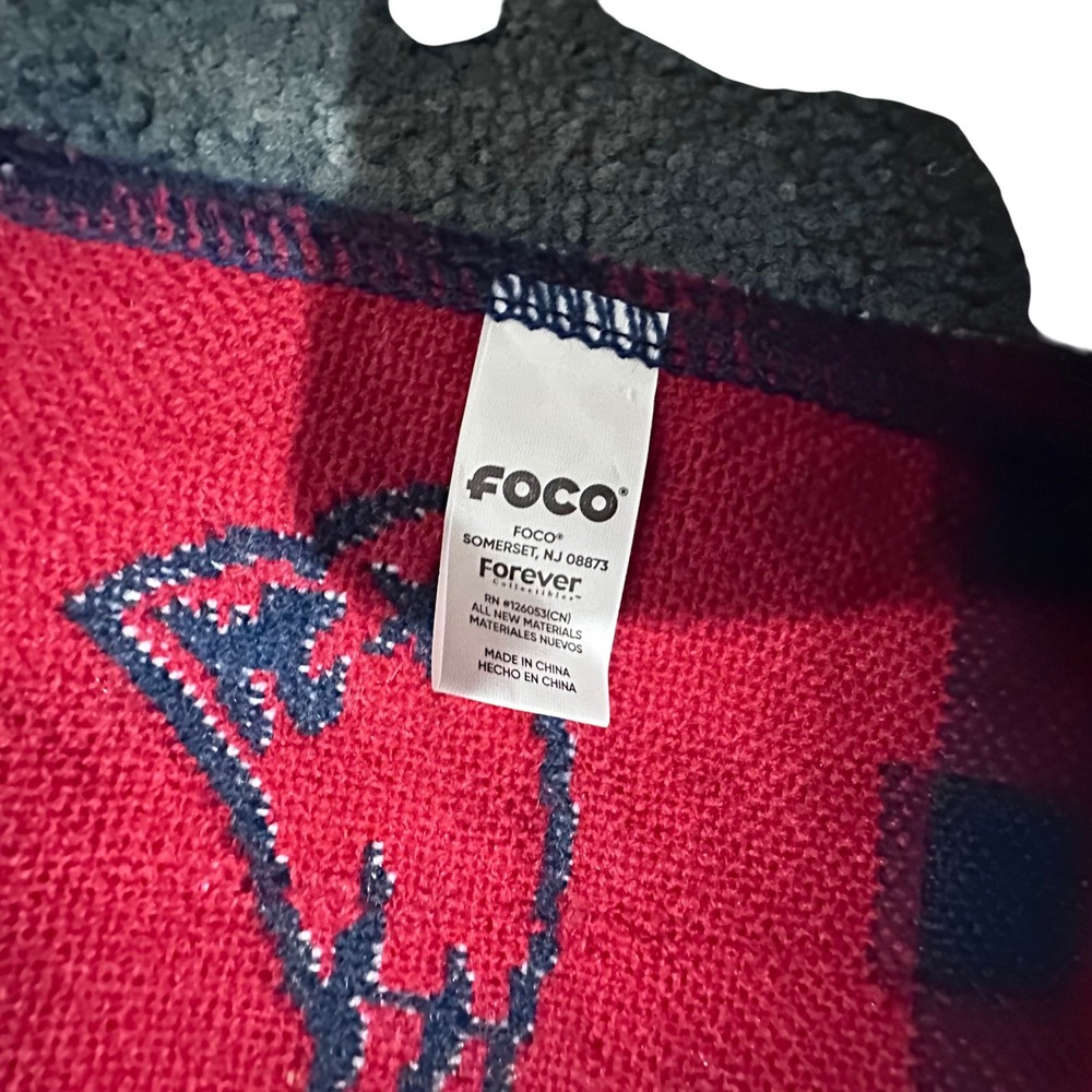 New England Patriots FOCO Knit Scarf Red Black Buffalo Plaid NFL Football - Picture 3 of 3